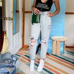 White Fox High Waist Dostressed 100% Cotton Denim Jeans